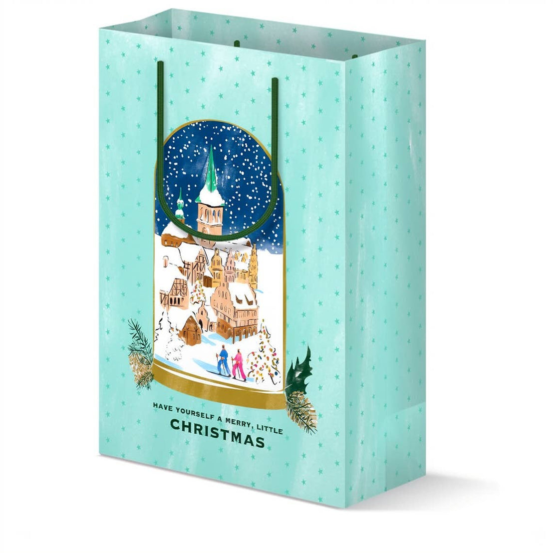 Christmas Town Snowglobe Holiday Gift Bag