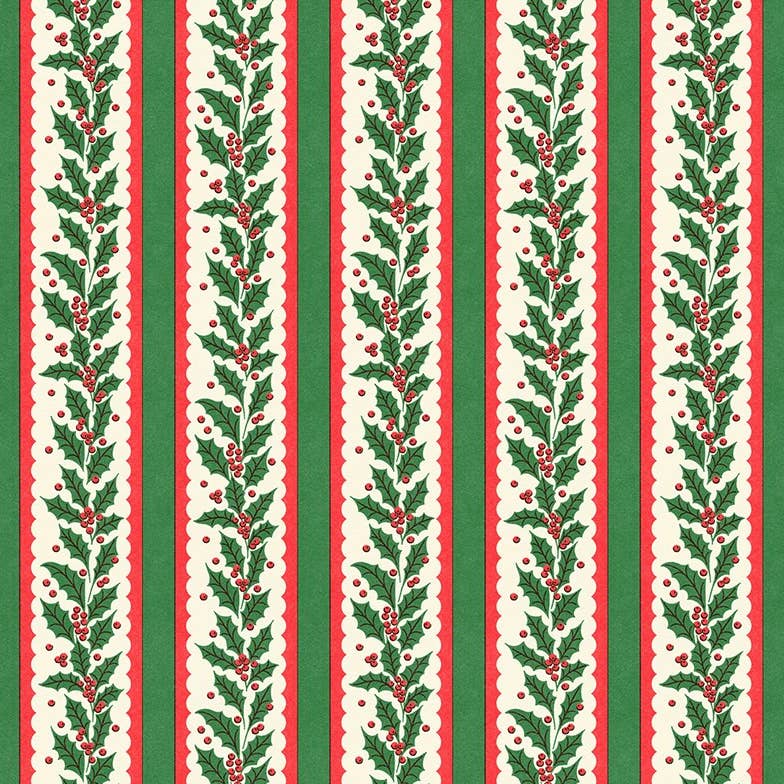 Holly Stripe Wrap Holiday Gift Wrap