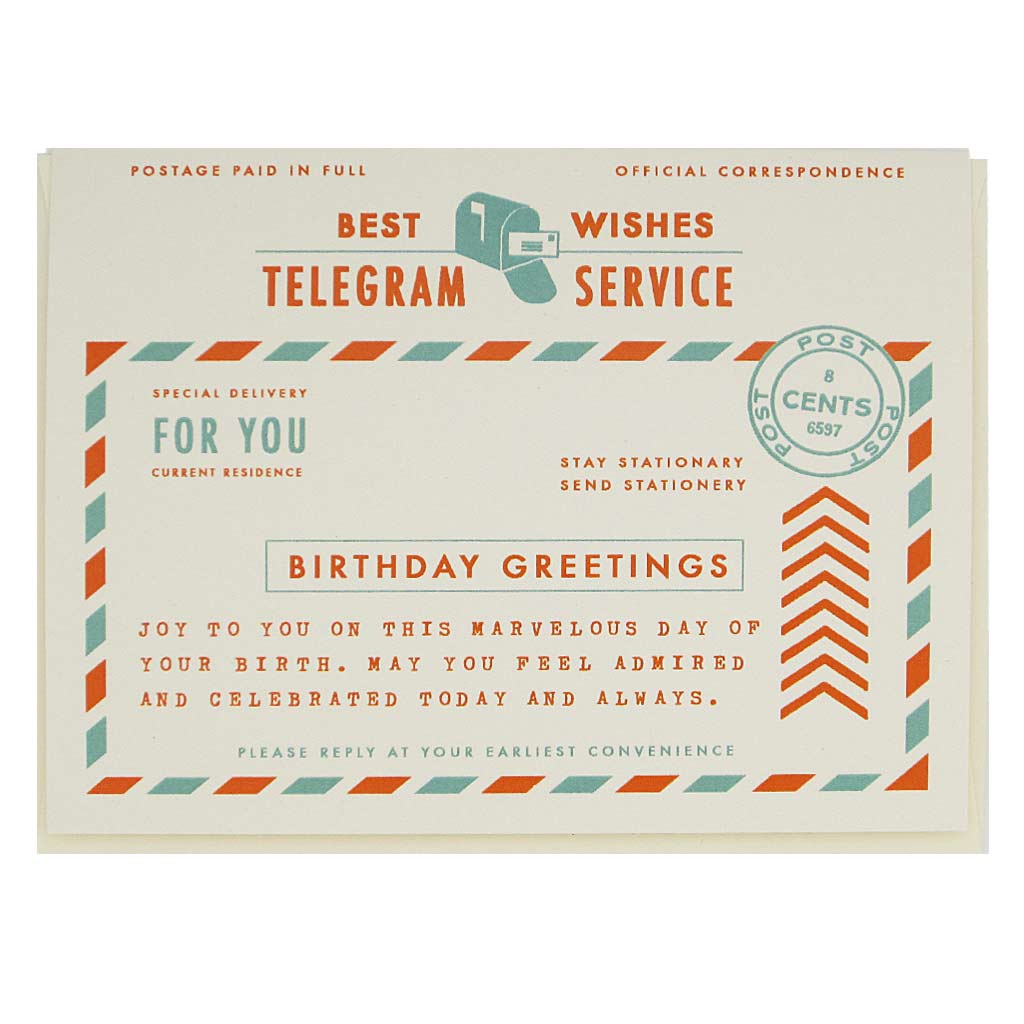 Birthday Telegram, Regional Assembly of Text