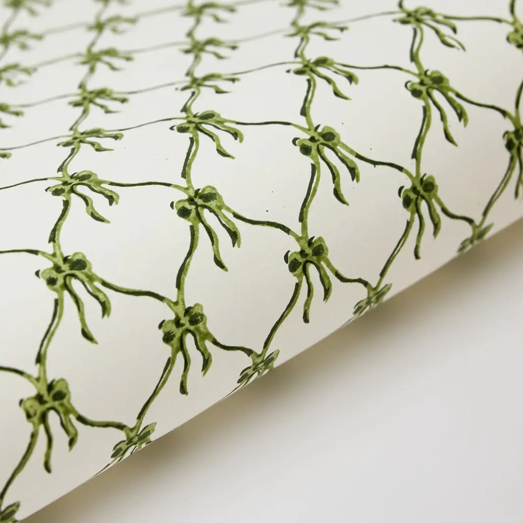 Bows Holly Green Holiday Gift Wrap
