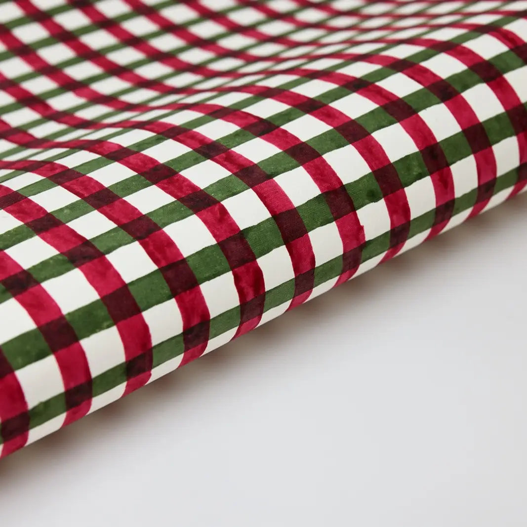 Gingham Holly Green Holiday Gift Wrap