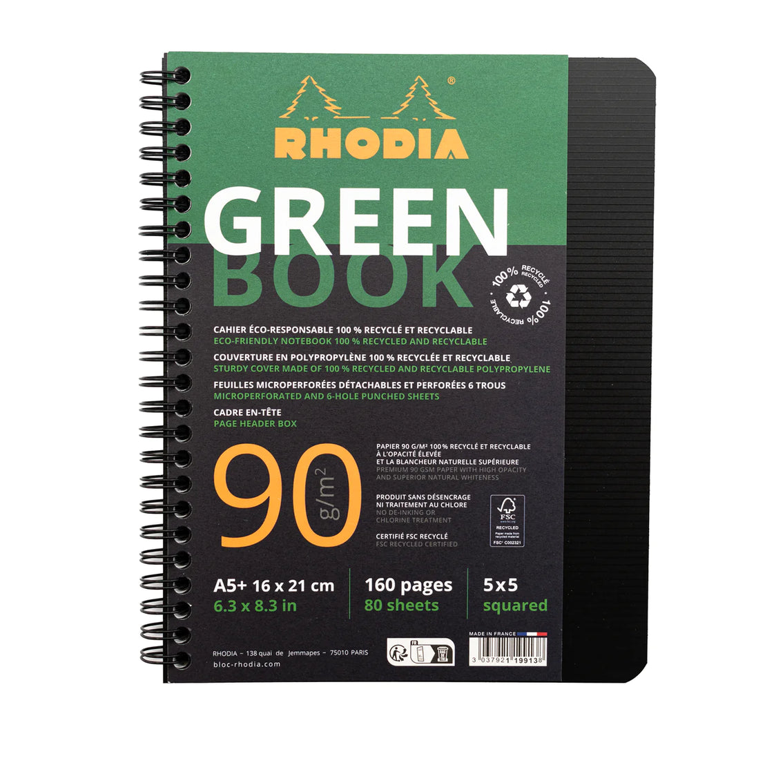 Rhodia A5+ Greenbook Notebook