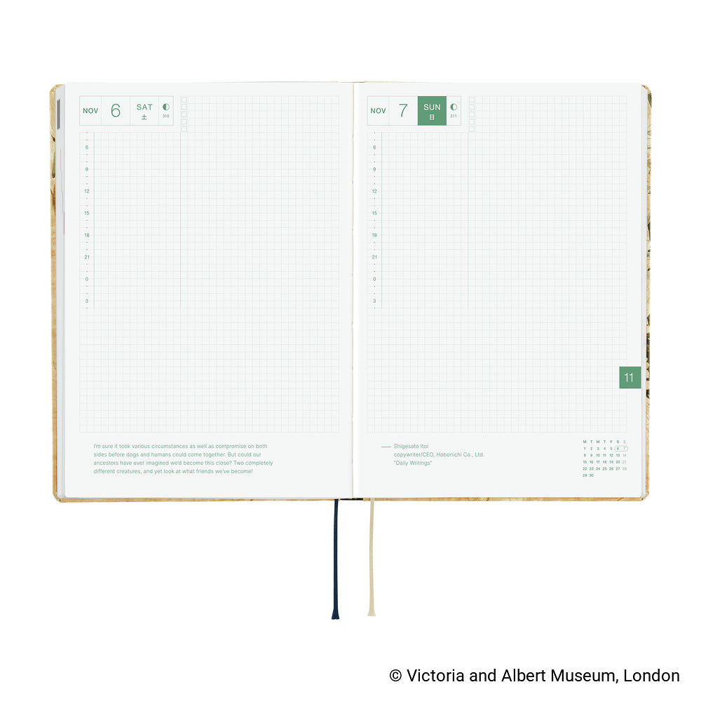 Hobonichi 2027 Techo A5 HON V&A Series: Vine