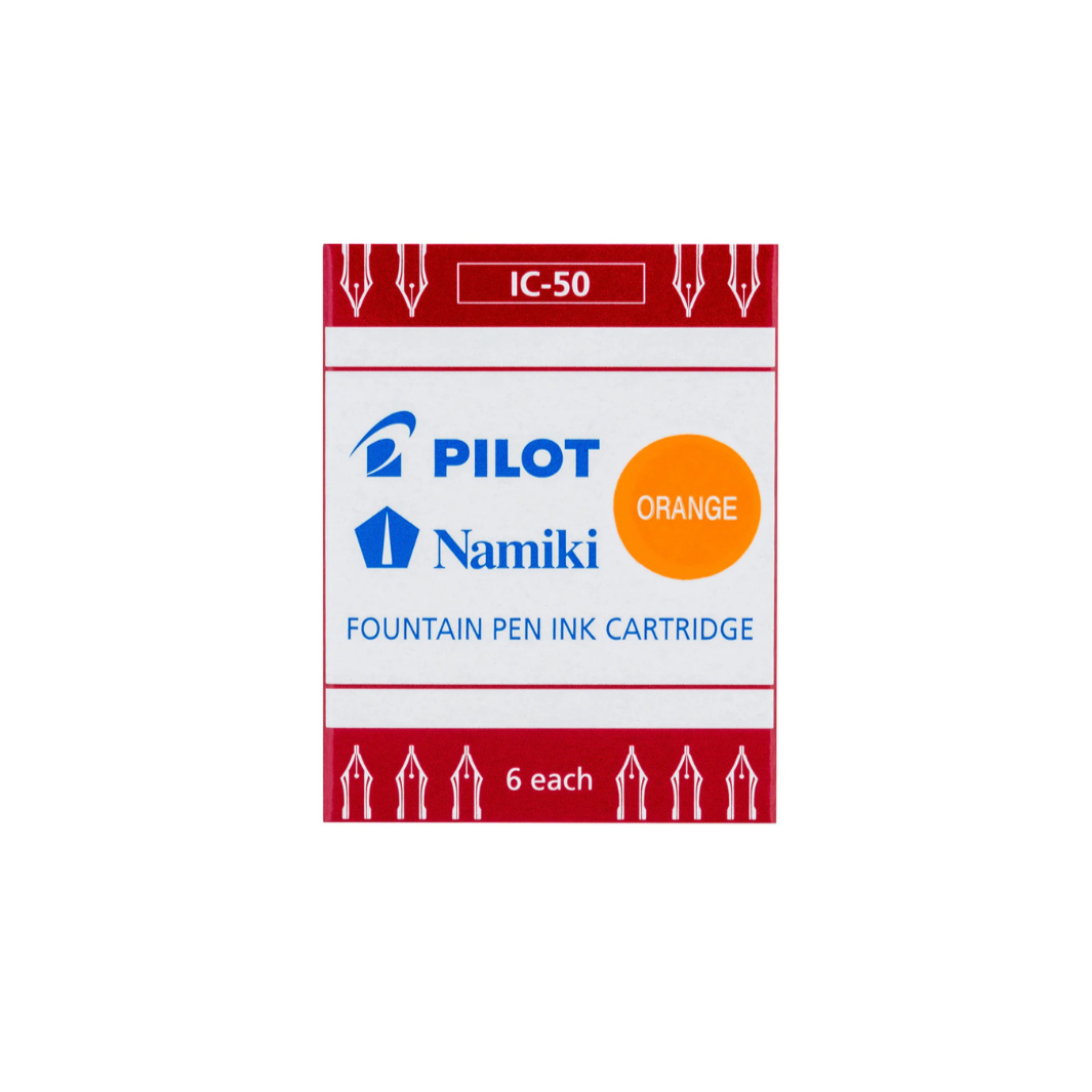Pack of Pilot and Namiki fountain pen ink cartridges with pink ink on a white background