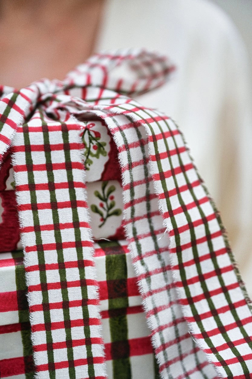 Red and Green Gingham Ribbon