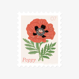 Poppy, July Flower Sticker