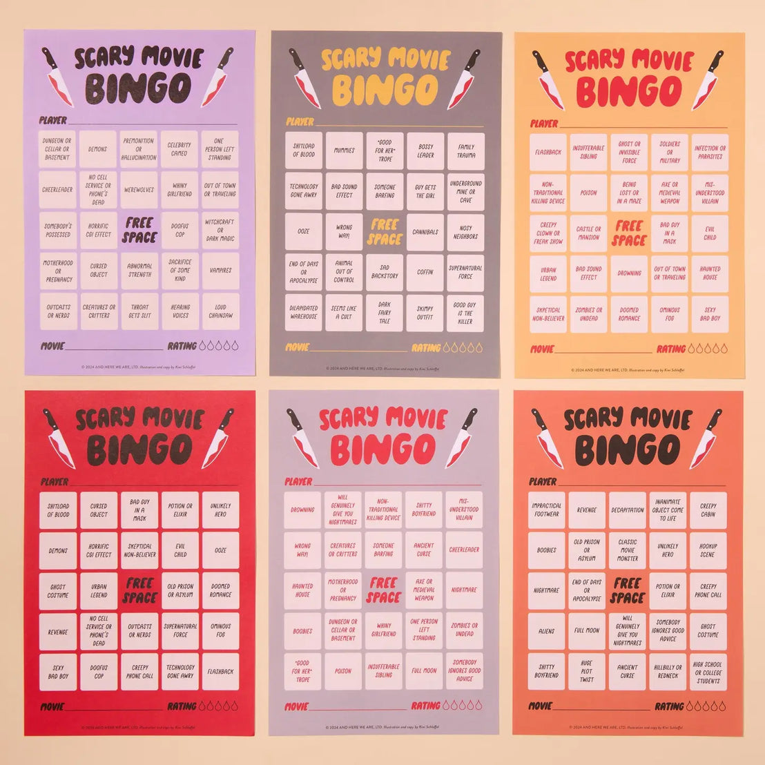 Scary Movie Night Bingo