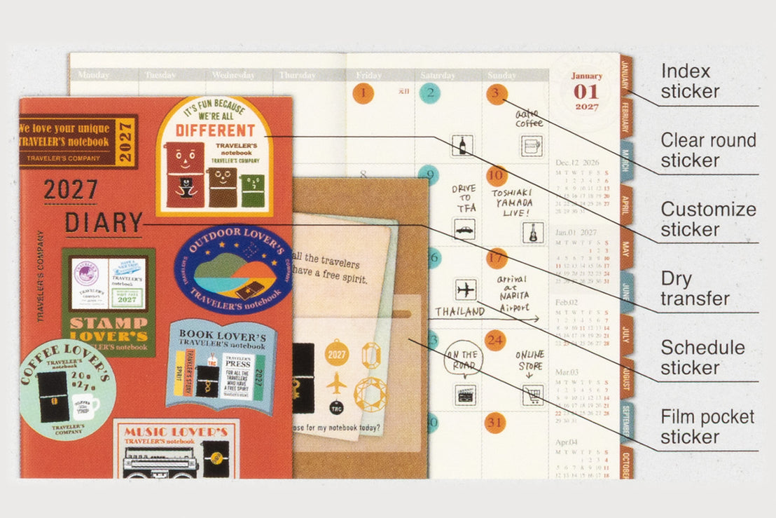 2027 Diary Sticker Set, Traveler's Company
