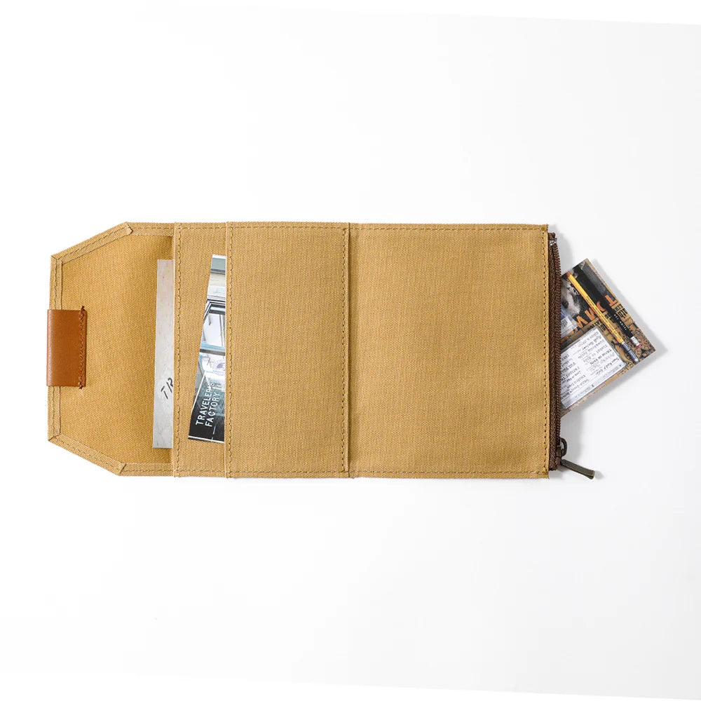 TRAVELER’S FACTORY Beige Passport Canvas Zipper Case