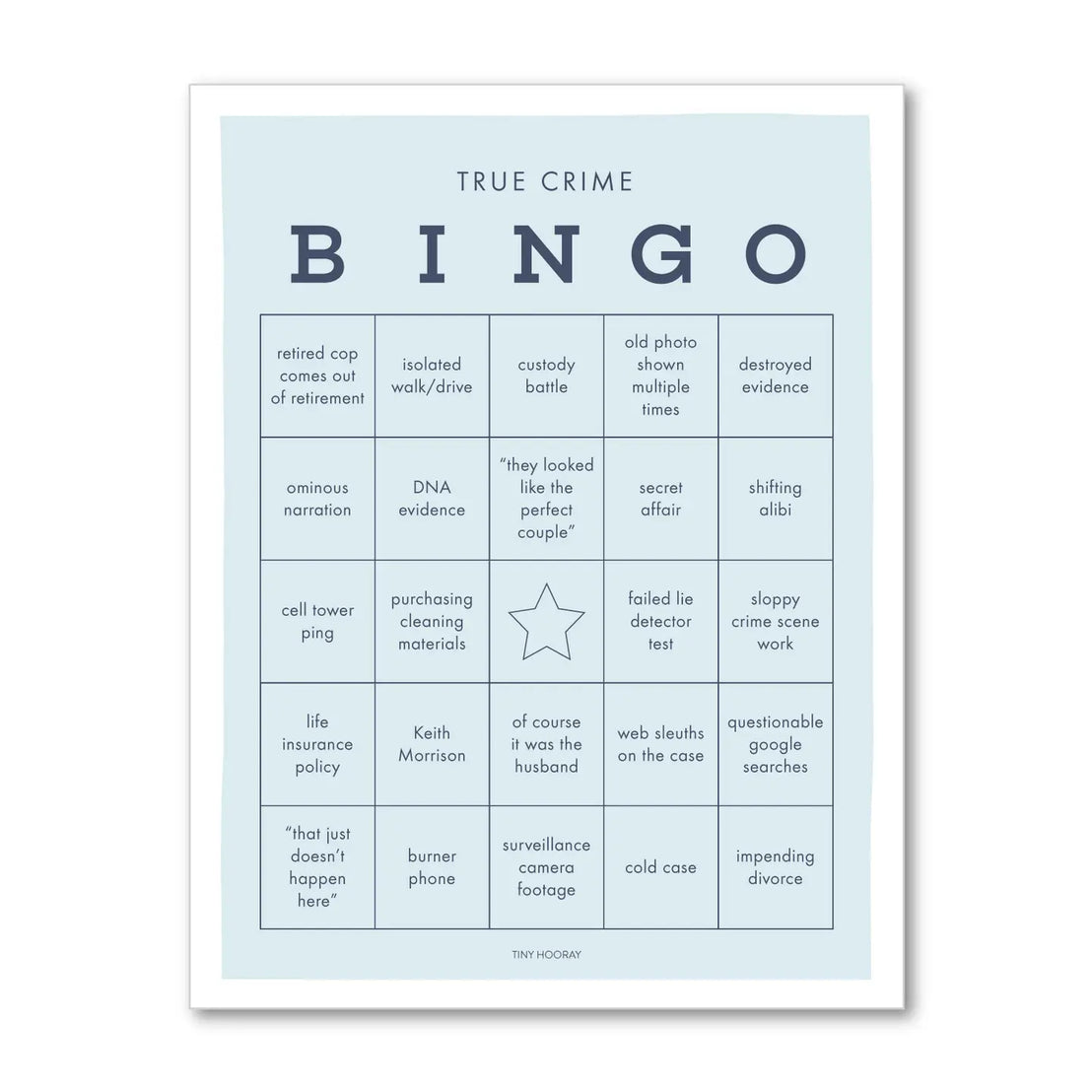 True Crime Bingo Game