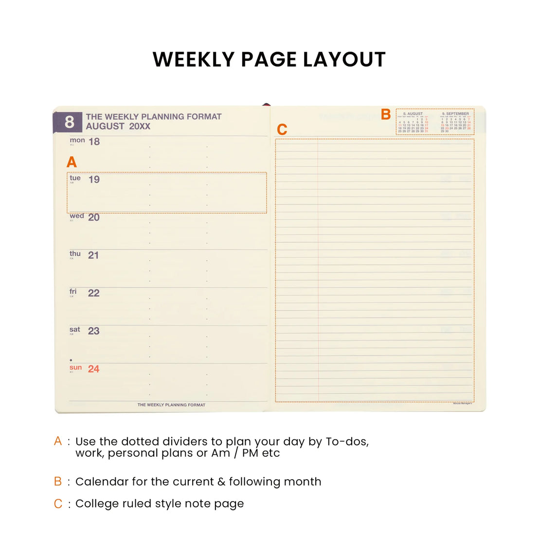 2027 Weekly A5 Planner Minute Manager | Navy