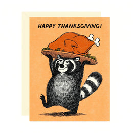 Raccoon with Turkey, Wallflower Paper