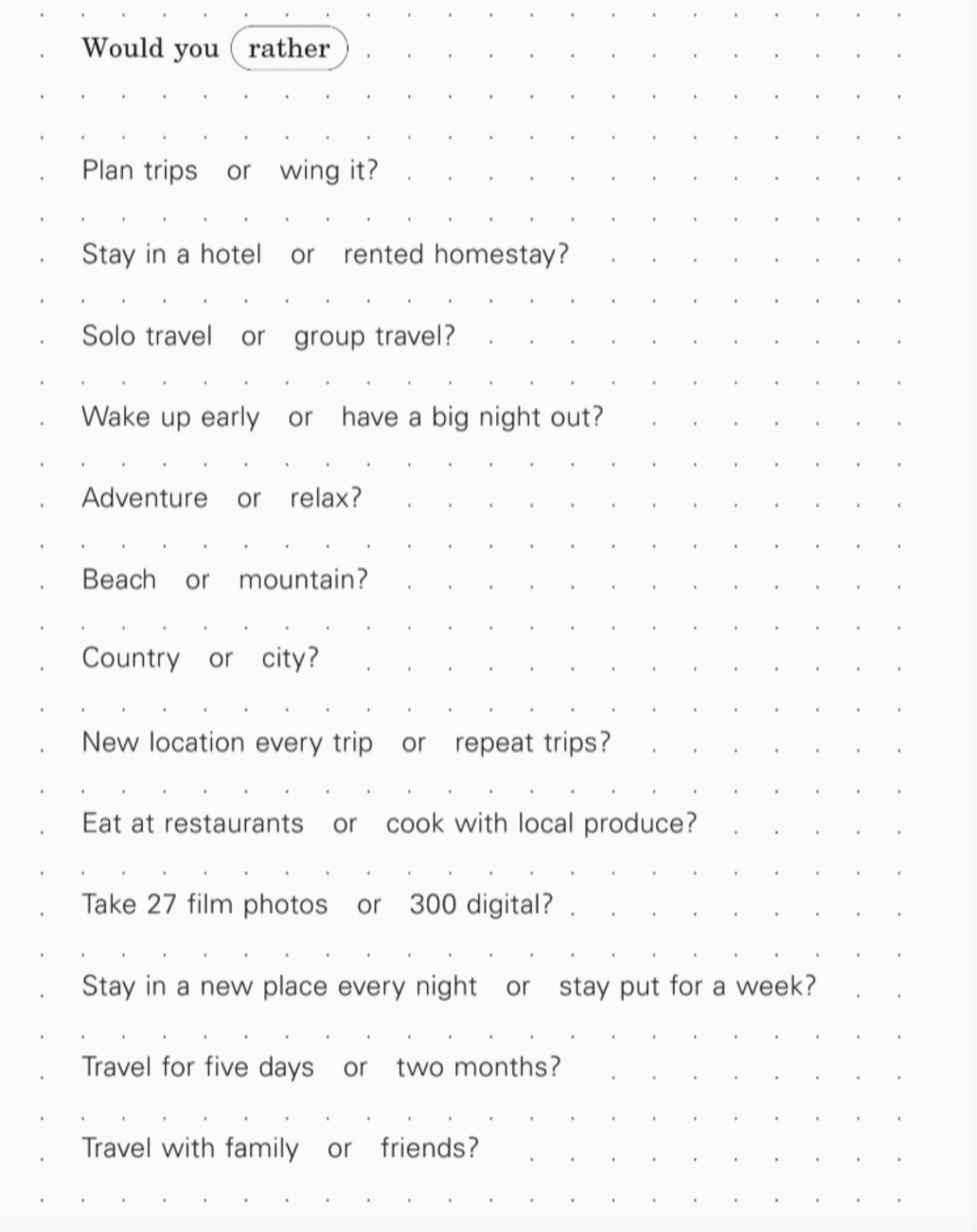 Off the Grid Travel Journal