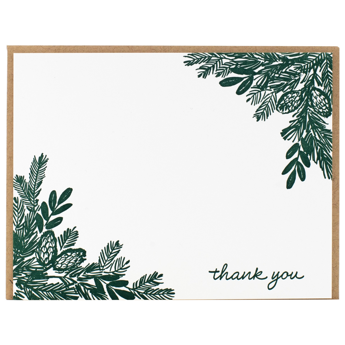 Letterpress Pine Branches Boxed Set, Smudge Ink