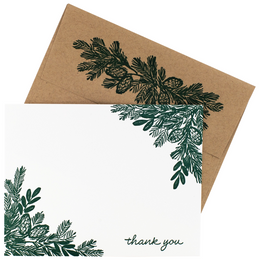 Letterpress Pine Branches Boxed Set, Smudge Ink