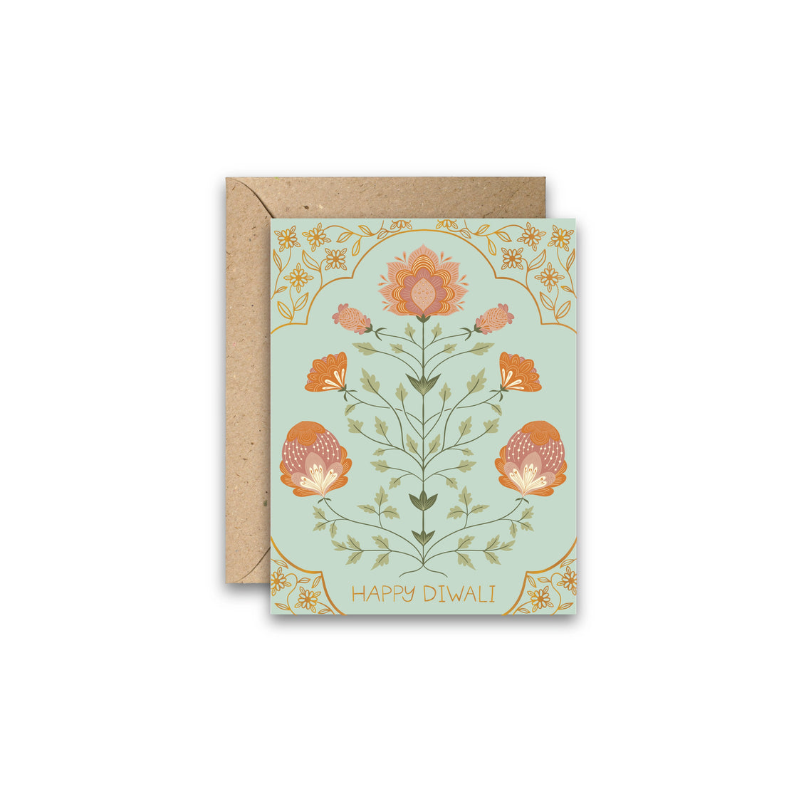 Diwali Flowers Gold Foil, Amicreative