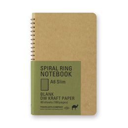 A6 Slim Blank Kraft Paper Spiral Notebook, Traveler's Company