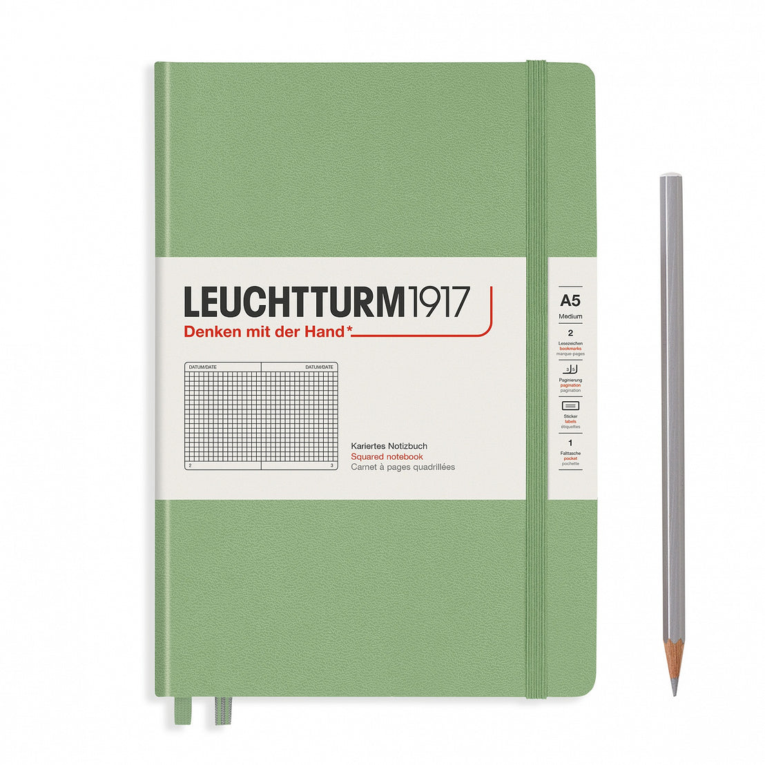 Leuchtturm1917 A5 Squared Hardcover Notebook